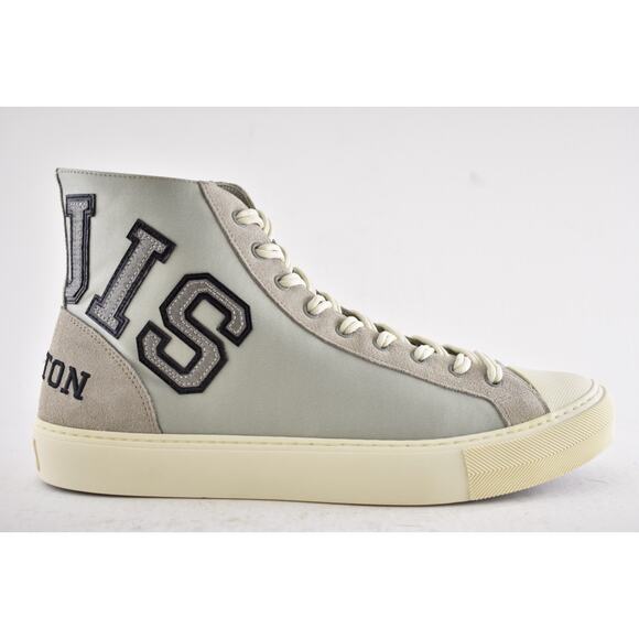 Louis Vuitton Tattoo Grey Satin Suede Kim Jones High Top Sneakers UK 9 US 10 11 - Picture 2 of 14